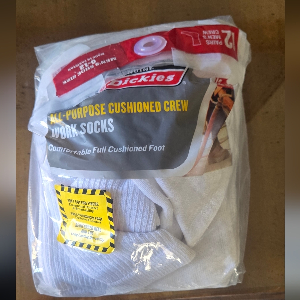 Genuine Dickies All Purpose Cushioned Crew Work Socks Mens Size 6-12 New Open